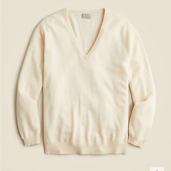 J Crew Cashmere Relaxed V-neck Sweater - Picture 1 of 5